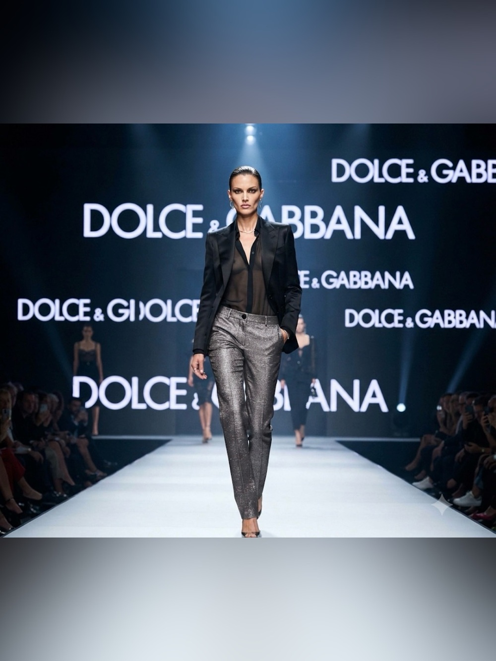Authentic Dolce & Gabbana metallic runway pants sz 6 Euro 42